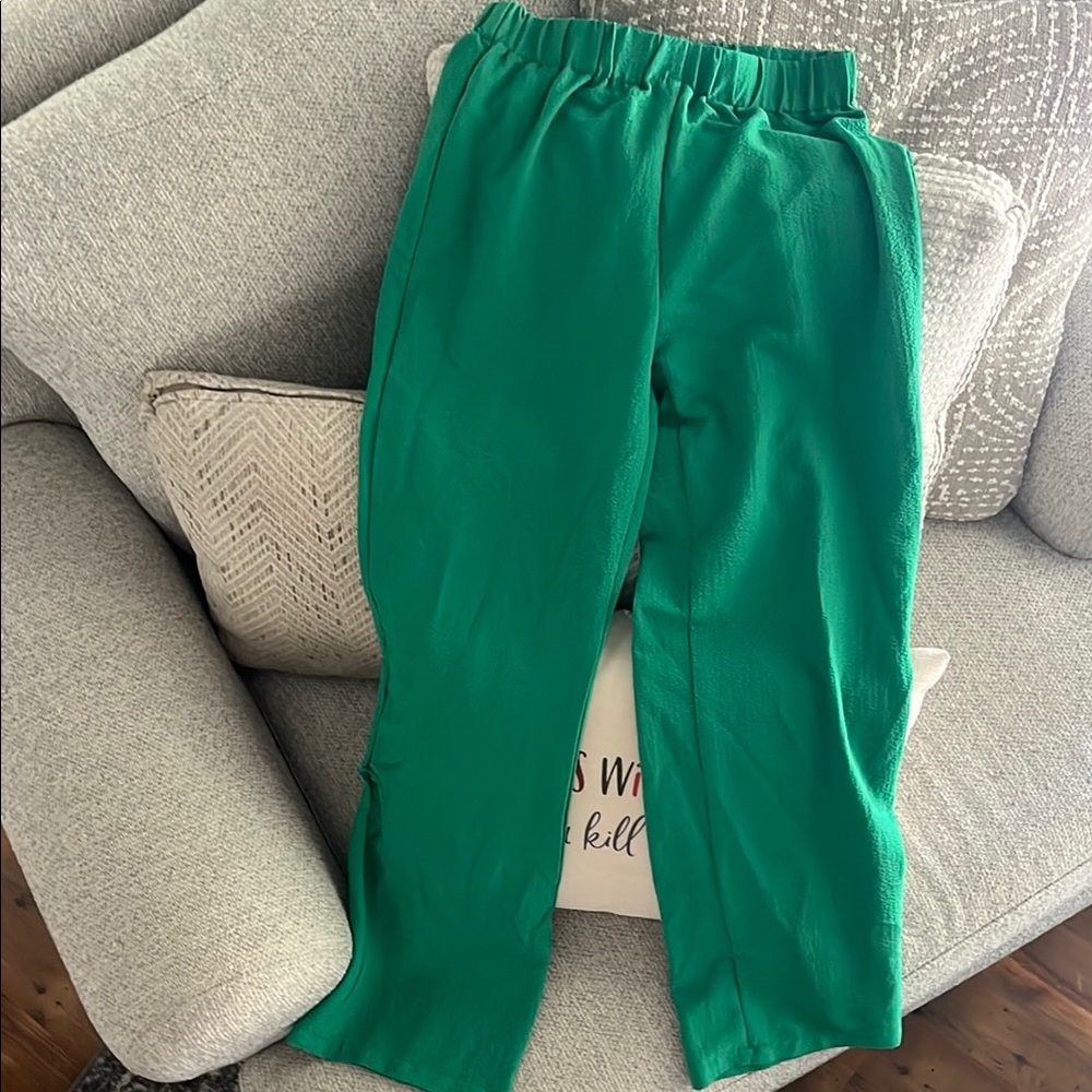 SHEIN Green Trousers with Elastic Waistband